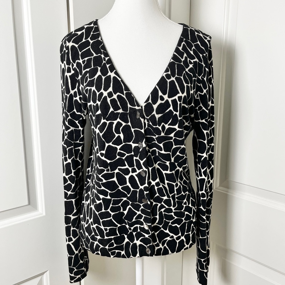 Anna Molinari V-Neck Animal Print Sweater Cardigan - Small